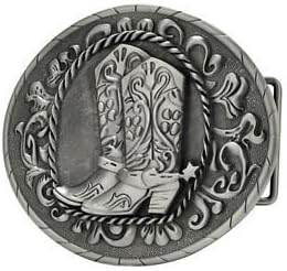 Cowboy Boots Western Oversized Belt Buckle Brushed Metal Cool Unique New