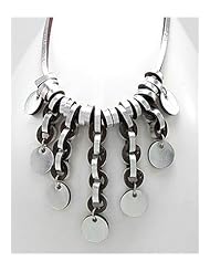 Silver Leather Necklace In White Base