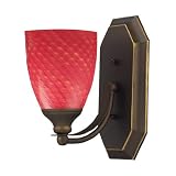 Elk Lighting 570-1B-SC 1 Light Vanity In Aged Bronze And Scarlet Red Glass