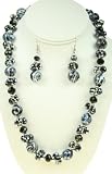 Black & White Swirl Crystal Necklace & Earring Set