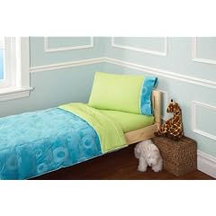 Embossed Toddler 4 Piece Bed Set Blue