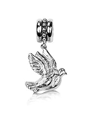 Best Gift, Sterling Silver Two Doves Peace Dangle Charm , Fits Pandora and All Barnds Charm Bracelets and Necklaces.