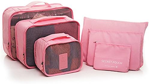 Vit Lion Vit Lion 6 Piece Luggage Organizers Bags in Bag Travel Organizers 3 Packing Cubes and 3 Pouches, Dark Red