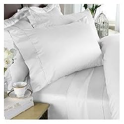 1500 Thread Count Egyptian Cotton 1500TC Sheet Set, Queen, White Solid 1500 TC