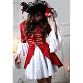 Sexy Kost�m PIRATIN ROT/WEISS Fasching Karneval Pirat