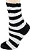 Foot Traffic Soft & Warm Microfiber Fuzzy Socks, black/white
