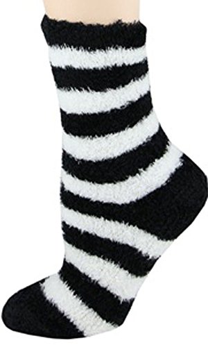 Foot Traffic Soft & Warm Microfiber Fuzzy Socks, black/white