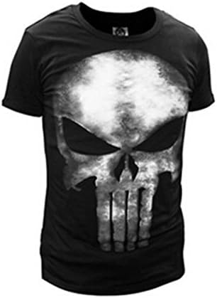 SOCOOL66 The Punisher Men's Skull Logo Cotton T-Shirt Black (XL)