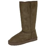 JC Fashion Ladies 12 Inch Microsuede Sherpa Lined Boots, 9, Brown
