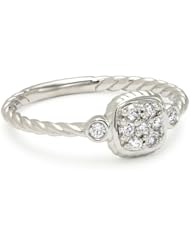 KC Designs "Twist" 14k White Gold and Diamond Cushion Shape with Braided Detail Ring