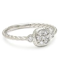 KC Designs "Twist" 14k White Gold and Diamond Cushion Shape with Braided Detail Ring