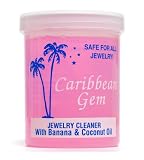 Caribbean Gem Banana & Coconut Oil Jewelry Cleaner 8 Oz Jar ~ Safe for All Jewelry with Dipping Basket and Brush.