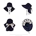 Womens Wide Brim Summer Sun Flap Cap Hat Neck Cover Cord Cotton UPF 50+ Navy