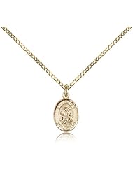 Gold Filled Saint St. James the Greater Medal Pendant 1/2 x 1/4 Inches Against Arthritis/Spain-9050- Comes with a Gold Filled Lite Curb Chain Neckace And a Black velvet Box