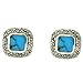 Sterling Silver Marcasite Simulated Turquoise title=