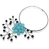 Blue Turquoise, Clear crystals and Black Onyx Choker Necklace [Jewelry]