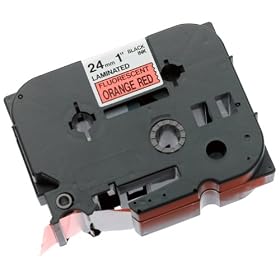 Brother 1 Inch x 26.2 Feet Black on Fluorescent Orange Labeling Tape for P-Touch (TZB51)