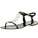 Nine West Women's Janiel Sandal,Black/Gold Leather,8 M