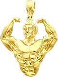 14K Gold 3D Bodybuilder Charm