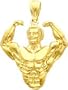 14K Gold 3D Bodybuilder Charm