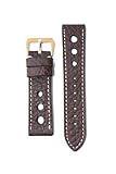 20mm Dark Brown Panerai Pilot Style Leather Watchband with Contrast Stitching