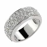 Sterling Silver Simulated Diamond cz Three Row Ring