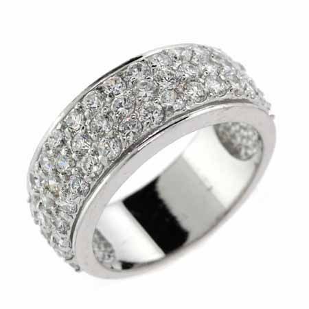 Sterling Silver Simulated Diamond cz Three Row Ring