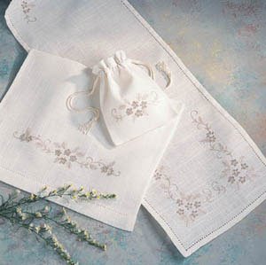 Mix Linen Hand Embroidered Table Runner 10"x90" Oblong