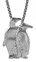 Sterling Silver 3/4" (19mm) Tall Double Penguin Pendant
