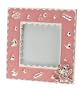 3x3 Enamel Picture Frame With Swarovski Teddybear - Pink