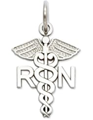 Small RN Caduceus Charm in 14 Karat White Gold