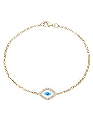 Victoria Kay 14k White Gold Diamond Enamel Evil Eye Bracelet (1/10cttw, JK, I2-I3)