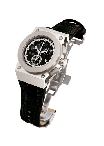 Invicta Akula Reserve 5681 Chronograph Sapphire Black Dial Stainless Steel Plating Leather Band Women Watch