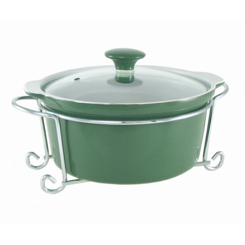 Mayfair & Jackson Round Porcelain Casserole with Vented Lid and Elegant Serving Rack