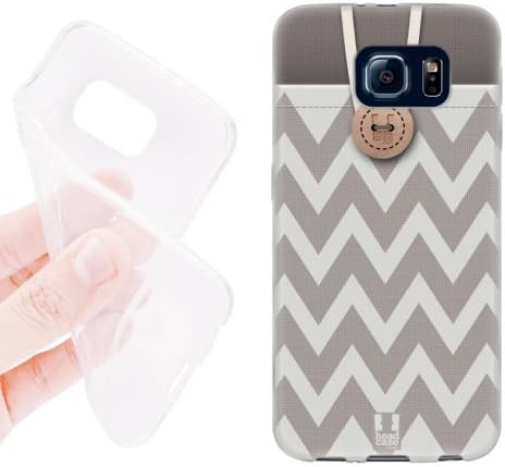Head Case Designs Chevron Grey Button Purse Soft Gel Back Case Cover for Samsung Galaxy S6 G920, Galaxy S6 Duos