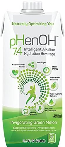 Phenoh 7.4 Alkaline Beverage Invigorating Green Melon 16.9 Oz - Case of 12