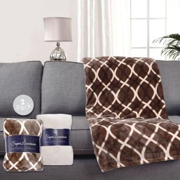Life Comfort Super Luxurious Throw 2-pack , Brown/Ivory