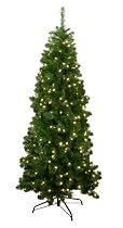 Good Tidings Brighton Slim Spruce Artificial Prelit Christmas Tree 6-1/2 Feet Tall with Clear Mini Lights