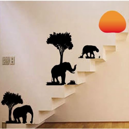 Tree Elephant Removable Wall Vinyl Sticker Decals Wallpaper LW57_8158