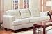 Sofa Couch with Wooden Legs Contemporary White Cream Leather