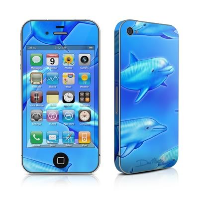 Swimming Dolphins Design Protective Skin Decal Sticker for Apple iPhone 4 16GB 32GB