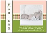 Pink and Green Checkers Baby Photo Birth Announcements (Set of 25)