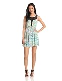 BCBGeneration Womens Printed Deep Front Contrast Dress