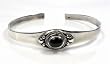 STERLING SILVER BANGLE BRACELET with Black Onyx