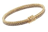 14K Two Tone Basket Weave Chain Bracelet