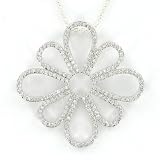 Ramona Singer Sterling Silver Pierced Flower Necklace with Crystal CZ Stones thumbnail