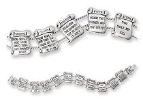Clearly Charming Ten Commanments Religious Christian Jewish Faith Antique Silver Bracelet
