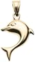 14k Yellow Gold Puffed Reversible Dolphin Charm