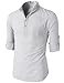 H2H Mens Casual Slim Fit Henley Roll-up Sleeve Cotton Lightweight Shirts
