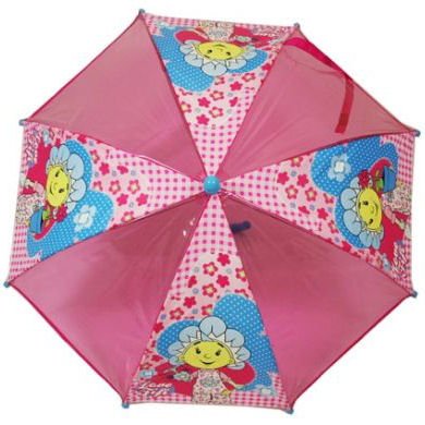 Fifi And The Flower Tots Umbrella, Plain Pink And Character Picture Panels, Blue Handle